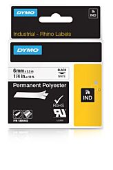 1805442 Dymo Rhino Polyester-Band schwarz auf weiß 6mm/5,5m
