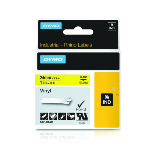 1805431 Dymo Rhino Vinyl-Band 24 mm x 5,5 m schwarz auf gelb