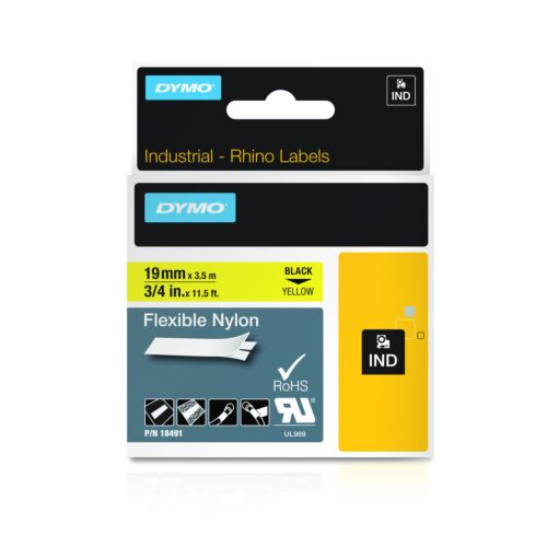 18491 Dymo Rhino Nylon-Schriftband schwarz auf gelb 19mm/3,5m