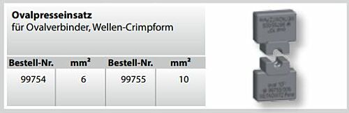 99754 Ovalpresseinsätze 6 mm² für Ovalverbinder, Wellen-Crimpform Weitkowitz