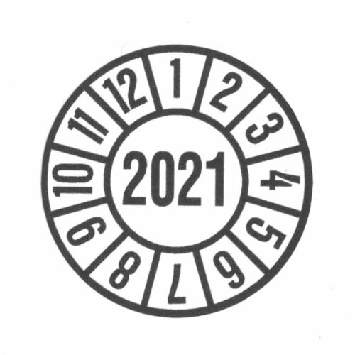 PP605-21 Prüfplakette 2021 weiss/ schwarz 35 mm