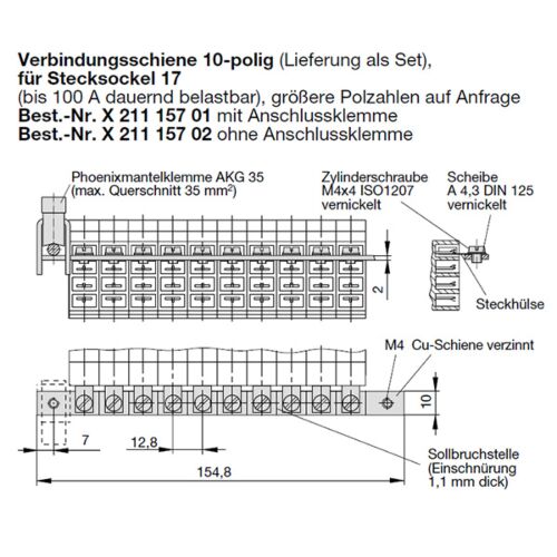 X 211 157 02 ETA Verbindungsschiene ohne Anschlussklemme